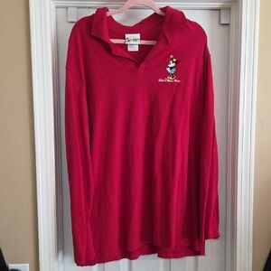Walt Disney World Mini Mouse Red Collared Long Sleeve Shirt
